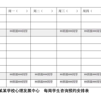 分享：学生个体咨询预约表、一周咨询安排表、个体咨询记录表（转载）